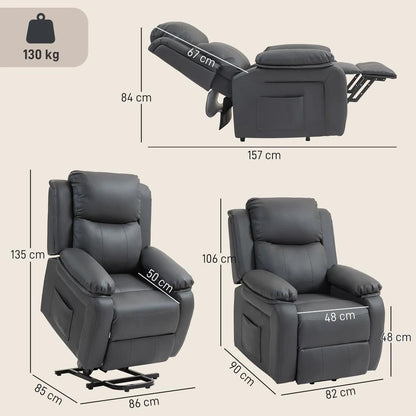 HOMCOM Riser and Recliner Chair with Vibration Massage, PU Leather Power Lift Chair for Elderly 713-091V71 Additional View 3