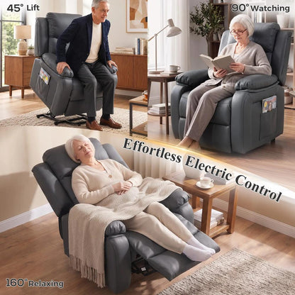 HOMCOM Riser and Recliner Chair with Vibration Massage, PU Leather Power Lift Chair for Elderly 713-091V71 Additional View 4