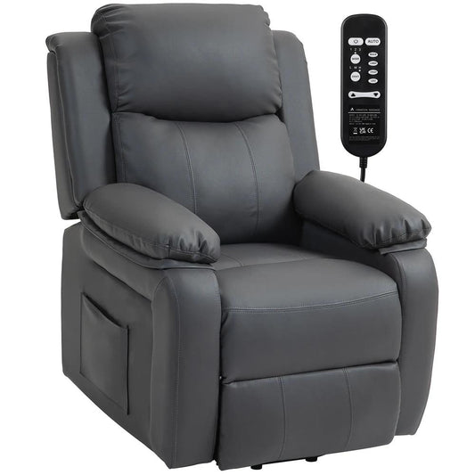 HOMCOM Riser and Recliner Chair with Vibration Massage, PU Leather Power Lift Chair for Elderly 713-091V71