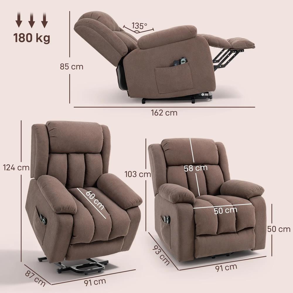 HOMCOM Power Lift Recliner Chair with Vibration Massage, Lift Chair for Elderly with Footrest, Remote, Side Pocket Additional View 17