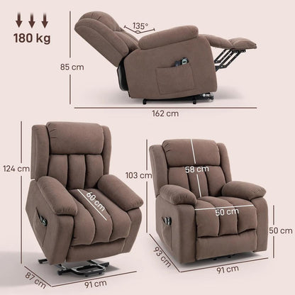 HOMCOM Power Lift Recliner Chair with Vibration Massage, Lift Chair for Elderly with Footrest, Remote, Side Pocket Additional View 17