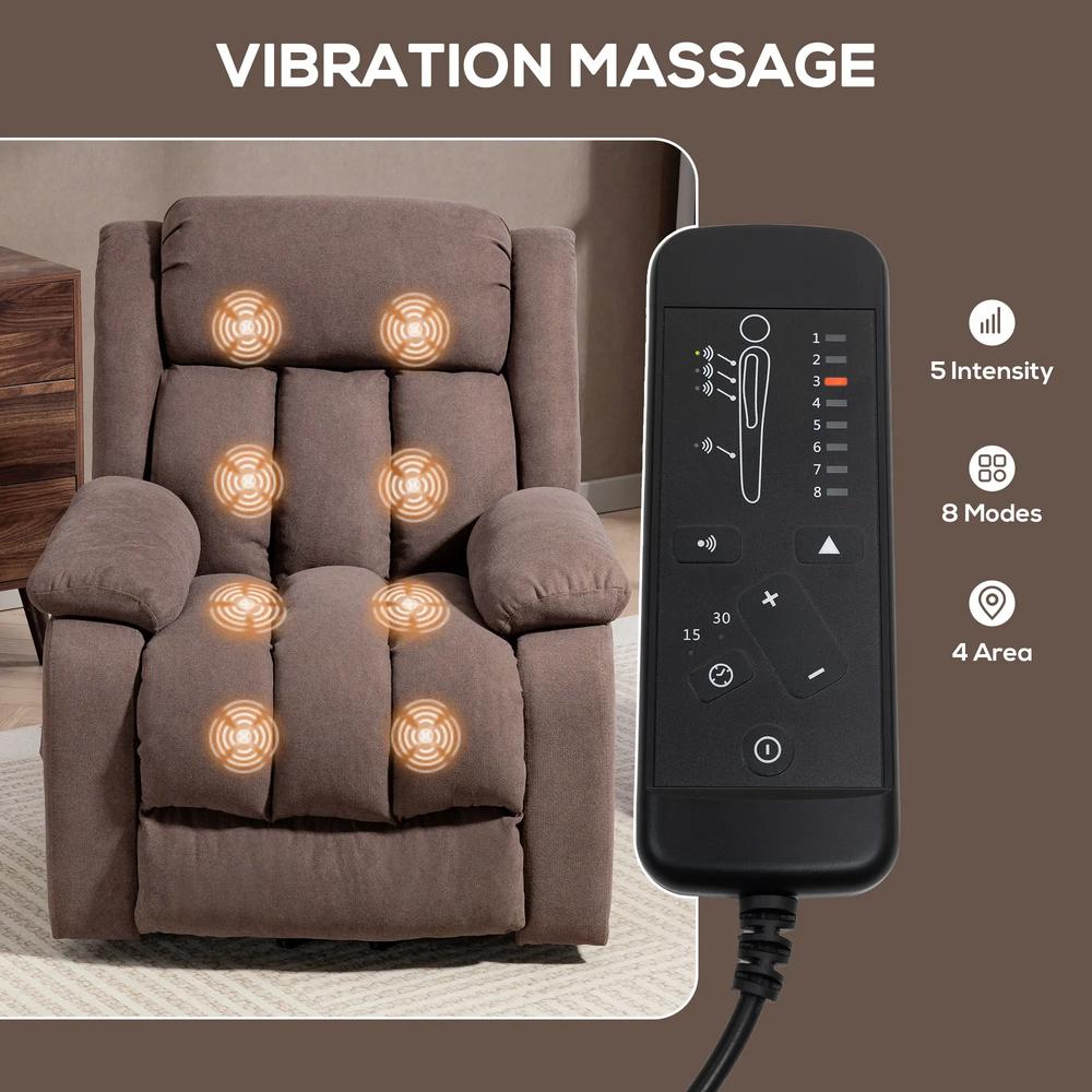 HOMCOM Power Lift Recliner Chair with Vibration Massage, Lift Chair for Elderly with Footrest, Remote, Side Pocket Additional View 19