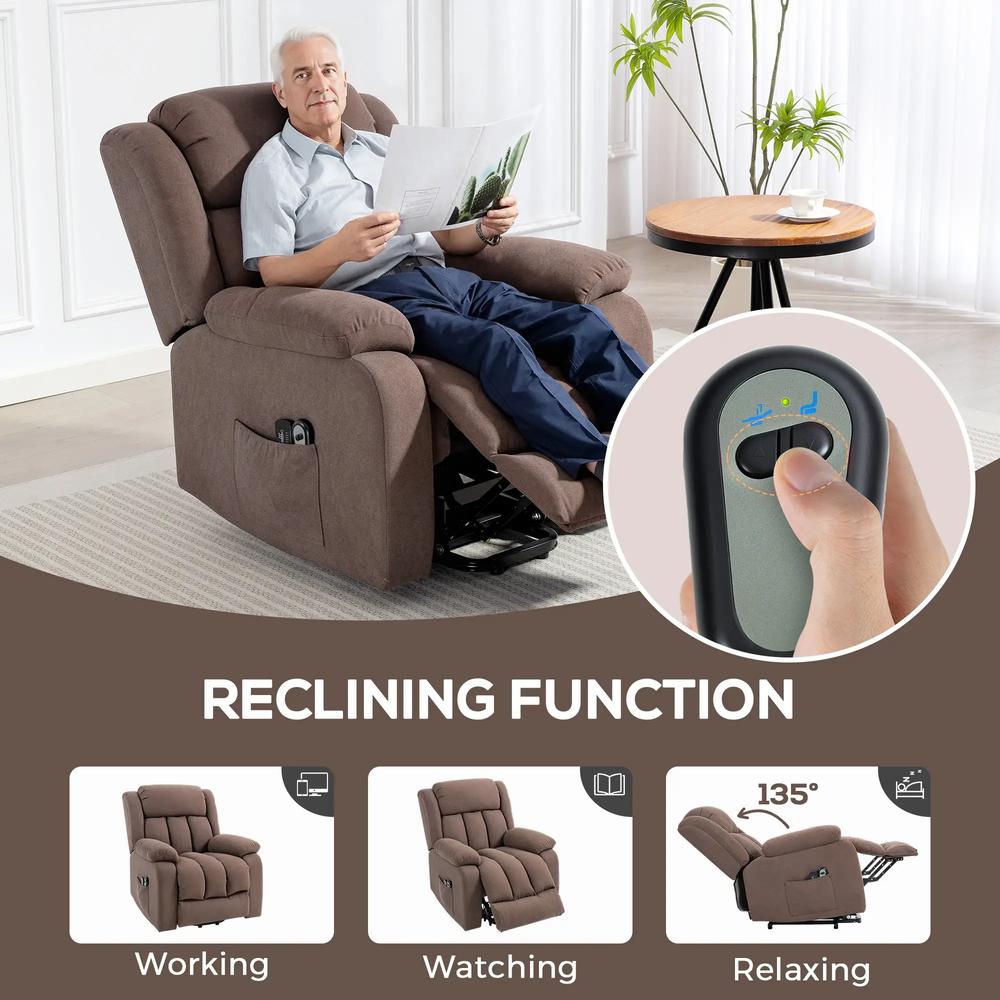 HOMCOM Power Lift Recliner Chair with Vibration Massage, Lift Chair for Elderly with Footrest, Remote, Side Pocket Additional View 20