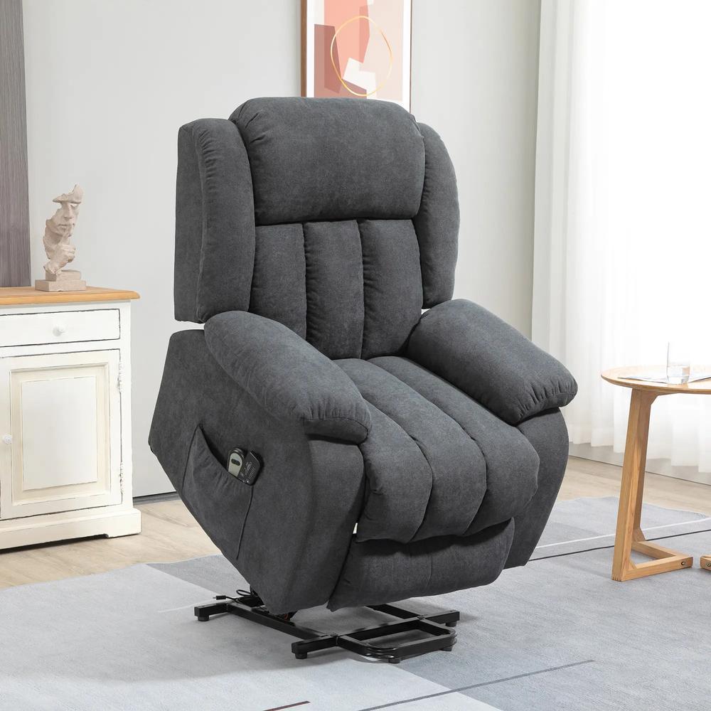 HOMCOM Power Lift Recliner Chair with Vibration Massage, Lift Chair for Elderly with Footrest, Remote, Side Pocket Additional View 2