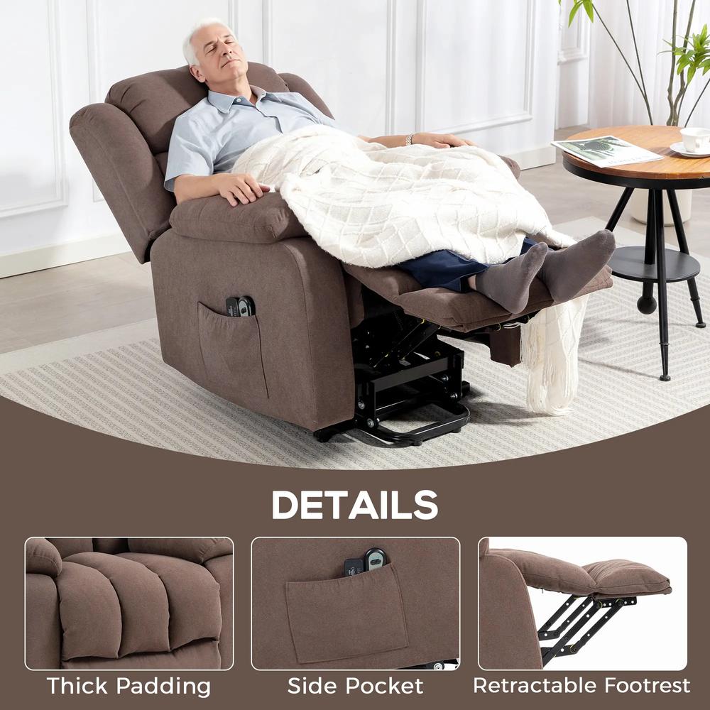 HOMCOM Power Lift Recliner Chair with Vibration Massage, Lift Chair for Elderly with Footrest, Remote, Side Pocket Additional View 23