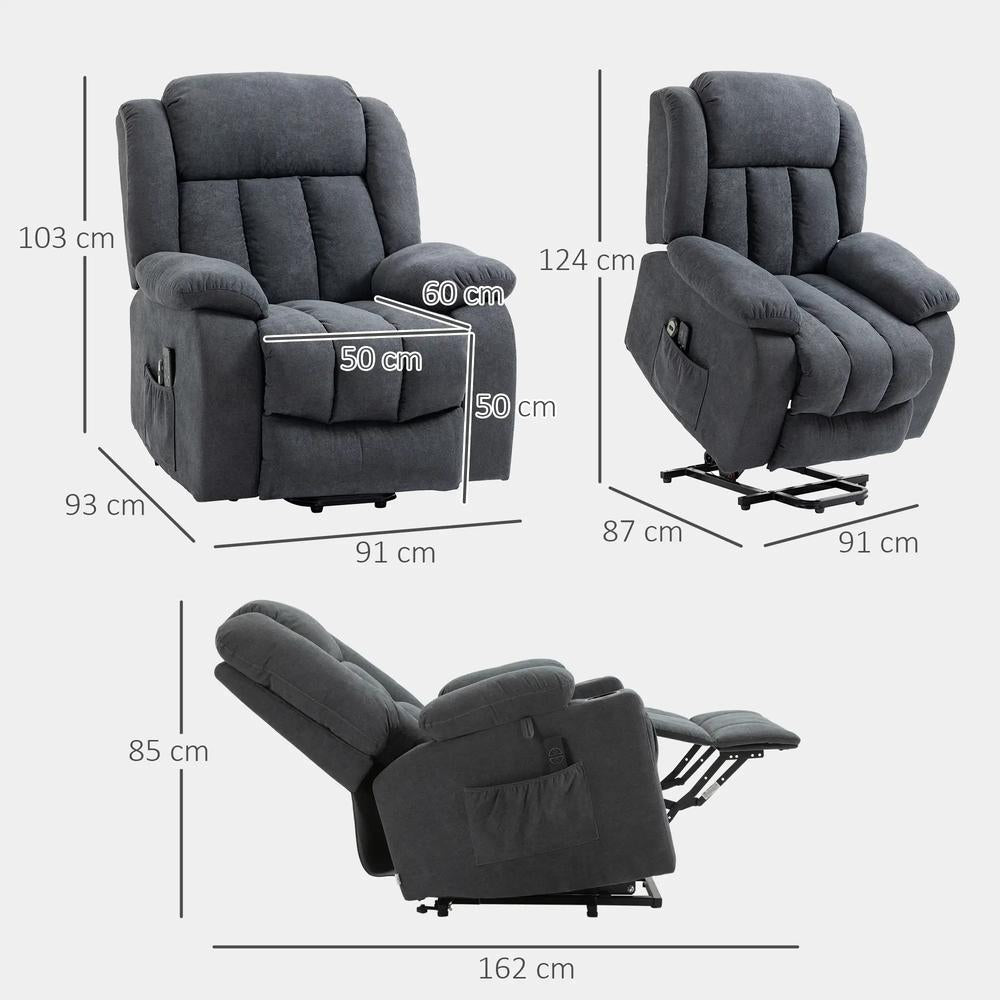 HOMCOM Power Lift Recliner Chair with Vibration Massage, Lift Chair for Elderly with Footrest, Remote, Side Pocket Additional View 3