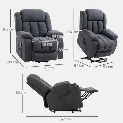 HOMCOM Power Lift Recliner Chair with Vibration Massage, Lift Chair for Elderly with Footrest, Remote, Side Pocket Additional View 3