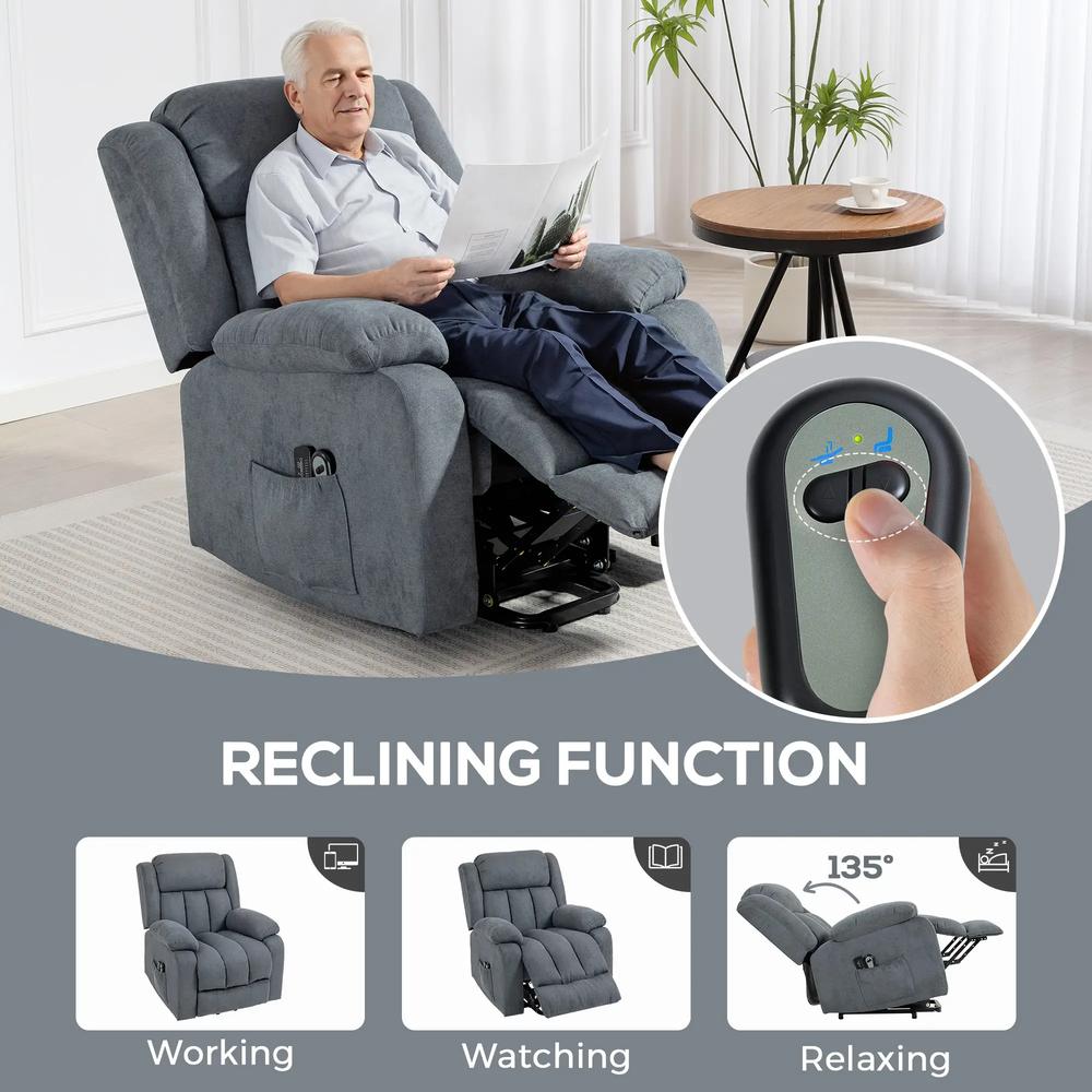 HOMCOM Power Lift Recliner Chair with Vibration Massage, Lift Chair for Elderly with Footrest, Remote, Side Pocket Additional View 33