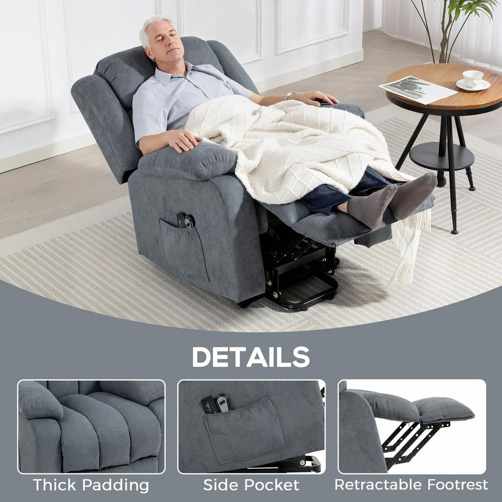 HOMCOM Power Lift Recliner Chair with Vibration Massage, Lift Chair for Elderly with Footrest, Remote, Side Pocket Additional View 37
