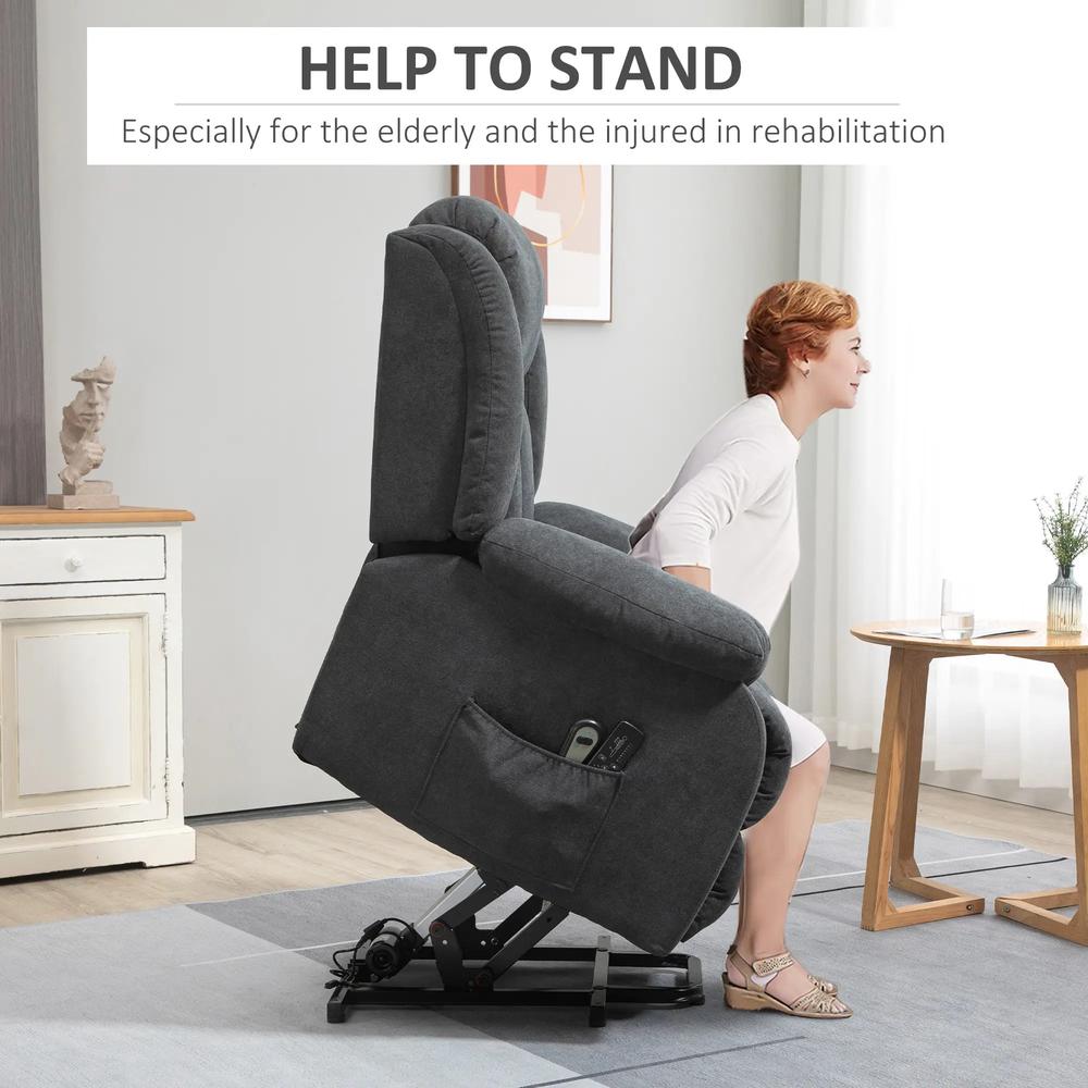 HOMCOM Power Lift Recliner Chair with Vibration Massage, Lift Chair for Elderly with Footrest, Remote, Side Pocket Additional View 4