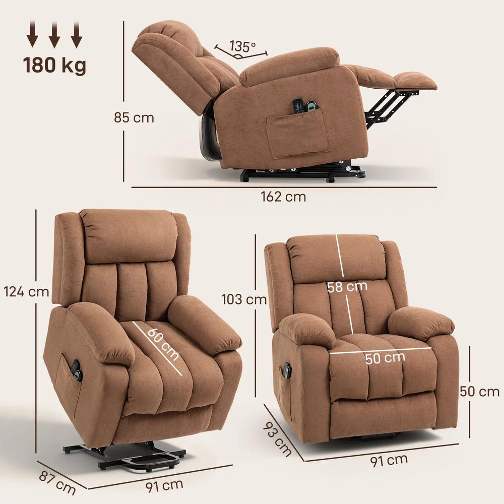 HOMCOM Power Lift Recliner Chair with Vibration Massage, Lift Chair for Elderly with Footrest, Remote, Side Pocket Additional View 43