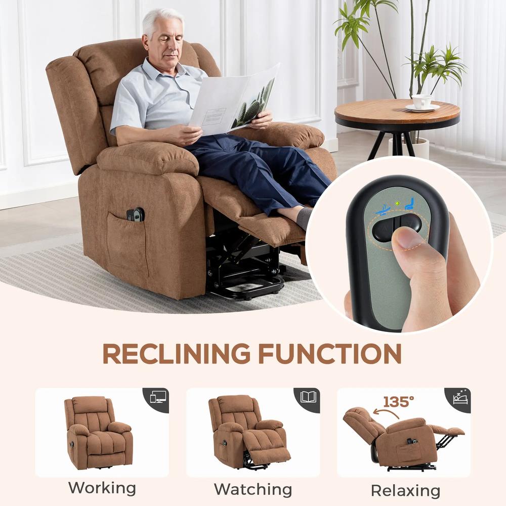 HOMCOM Power Lift Recliner Chair with Vibration Massage, Lift Chair for Elderly with Footrest, Remote, Side Pocket Additional View 46