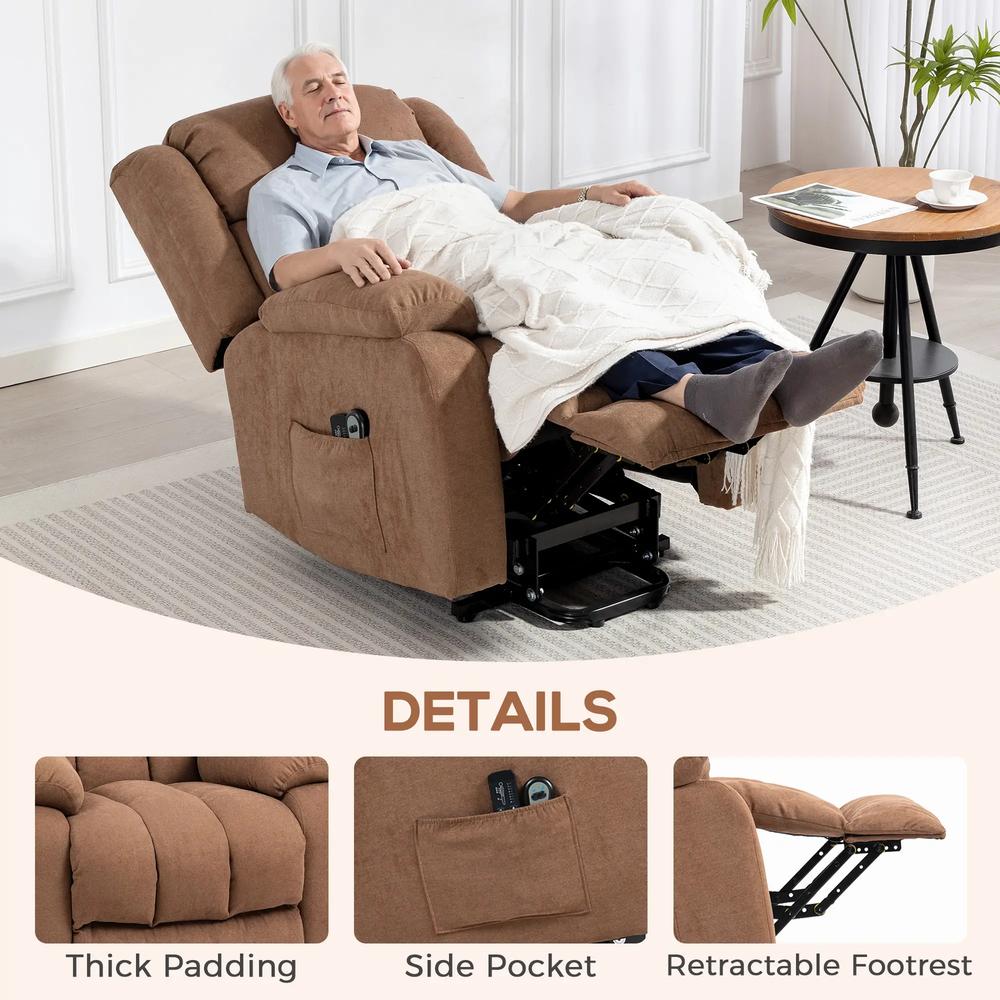 HOMCOM Power Lift Recliner Chair with Vibration Massage, Lift Chair for Elderly with Footrest, Remote, Side Pocket Additional View 48