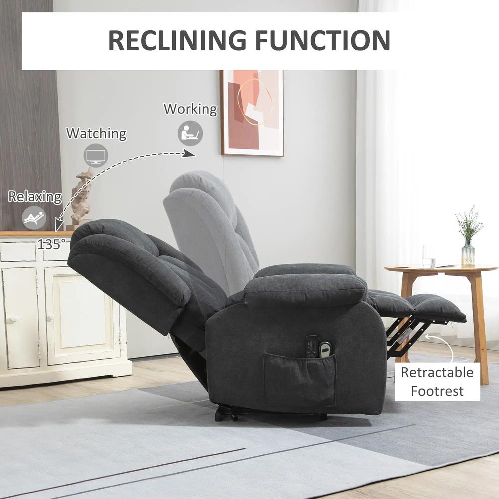 HOMCOM Power Lift Recliner Chair with Vibration Massage, Lift Chair for Elderly with Footrest, Remote, Side Pocket Additional View 5