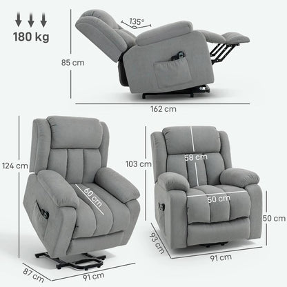 HOMCOM Power Lift Recliner Chair with Vibration Massage, Lift Chair for Elderly with Footrest, Remote, Side Pocket Additional View 54