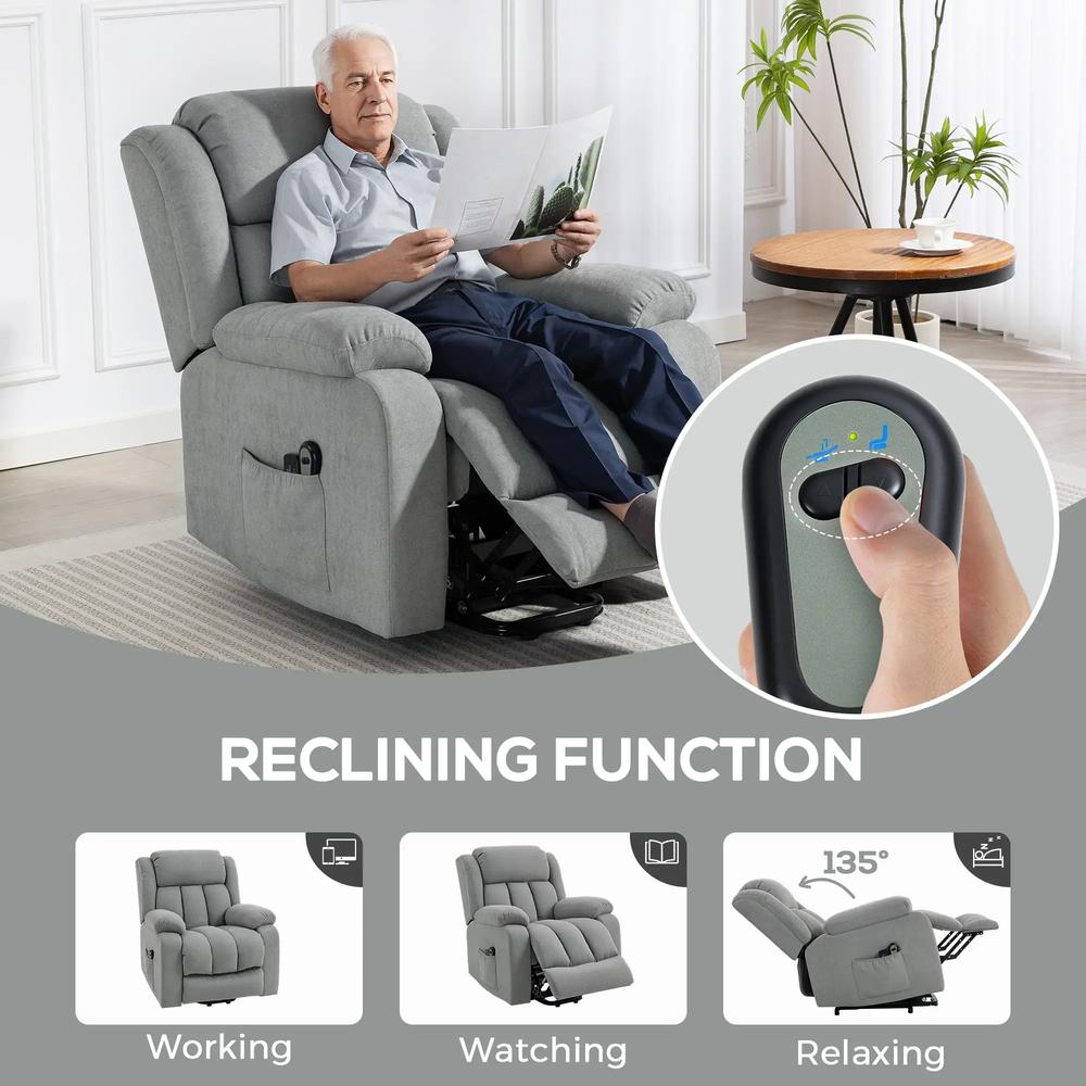 HOMCOM Power Lift Recliner Chair with Vibration Massage, Lift Chair for Elderly with Footrest, Remote, Side Pocket Additional View 57