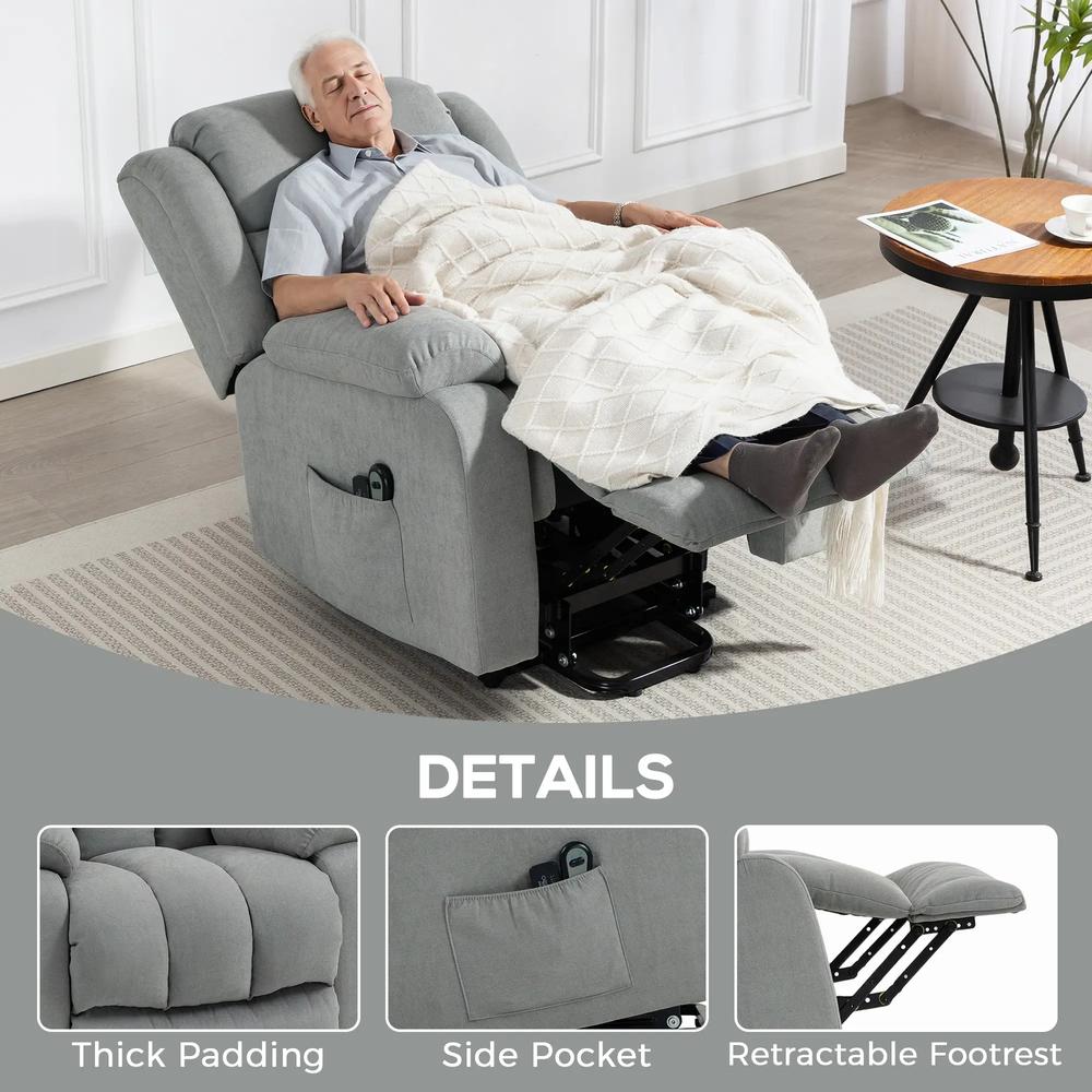 HOMCOM Power Lift Recliner Chair with Vibration Massage, Lift Chair for Elderly with Footrest, Remote, Side Pocket Additional View 59