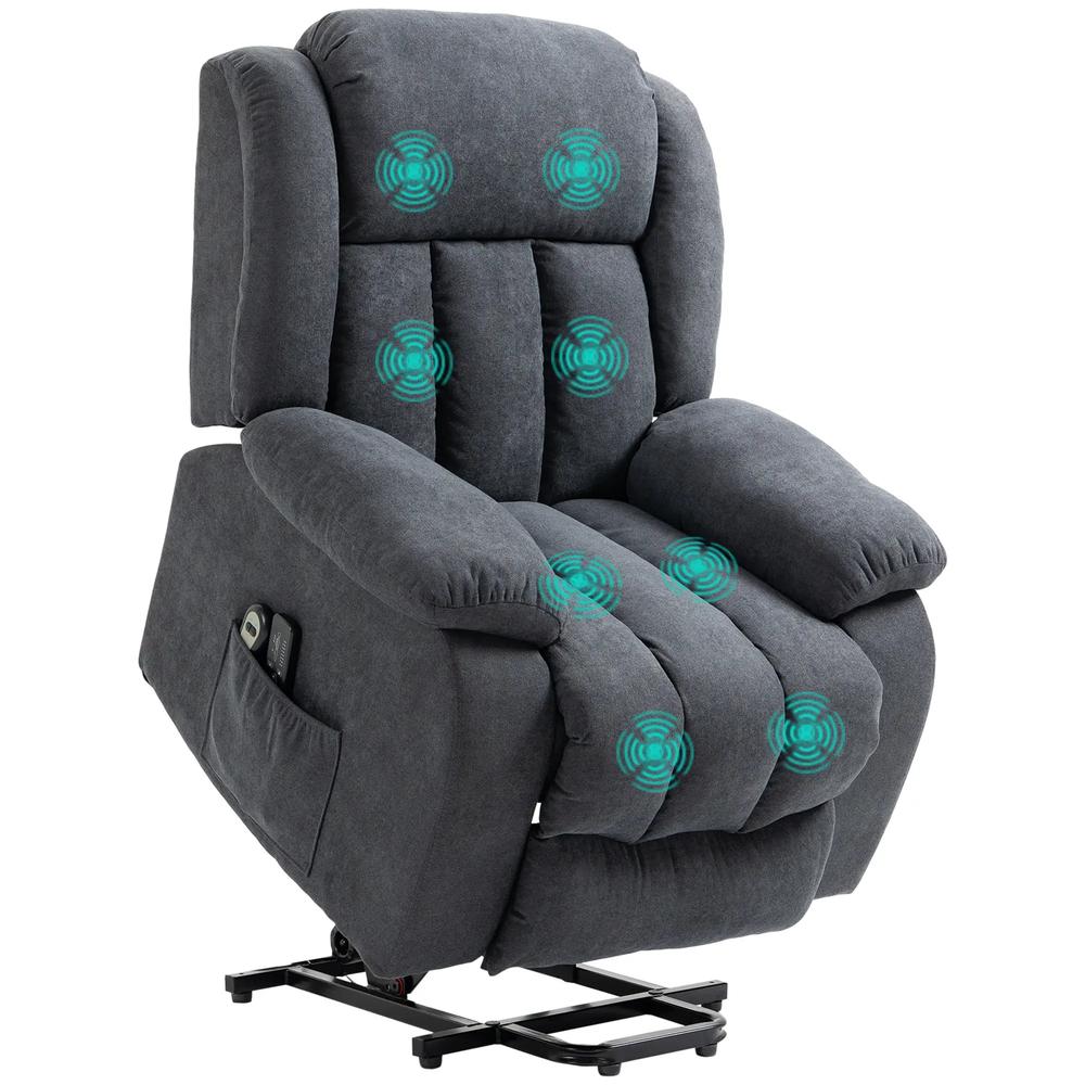 HOMCOM Power Lift Recliner Chair with Vibration Massage, Lift Chair for Elderly with Footrest, Remote, Side Pocket
