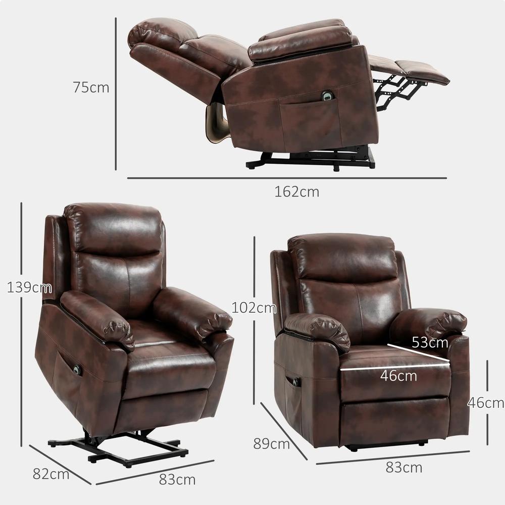HOMCOM Faux Leather 70&deg; Electric Riser Recliner Chair Additional View 14