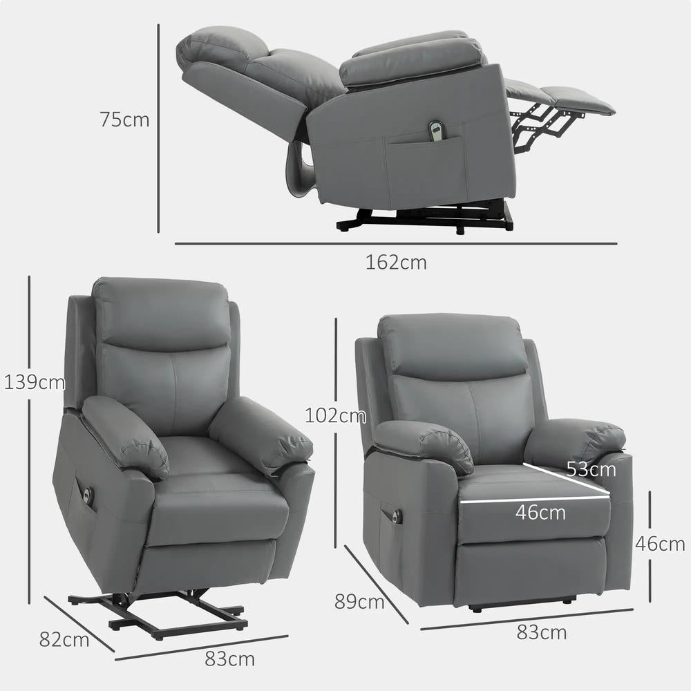HOMCOM Faux Leather 70&deg; Electric Riser Recliner Chair Additional View 3