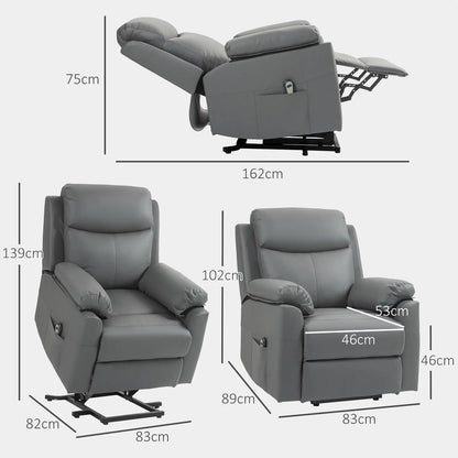HOMCOM Faux Leather 70&deg; Electric Riser Recliner Chair Additional View 3