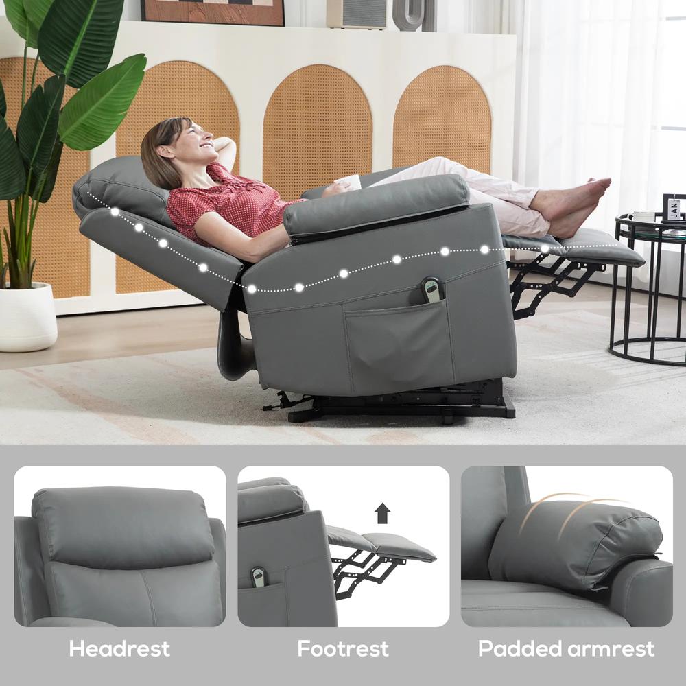 HOMCOM Faux Leather 70&deg; Electric Riser Recliner Chair Additional View 6