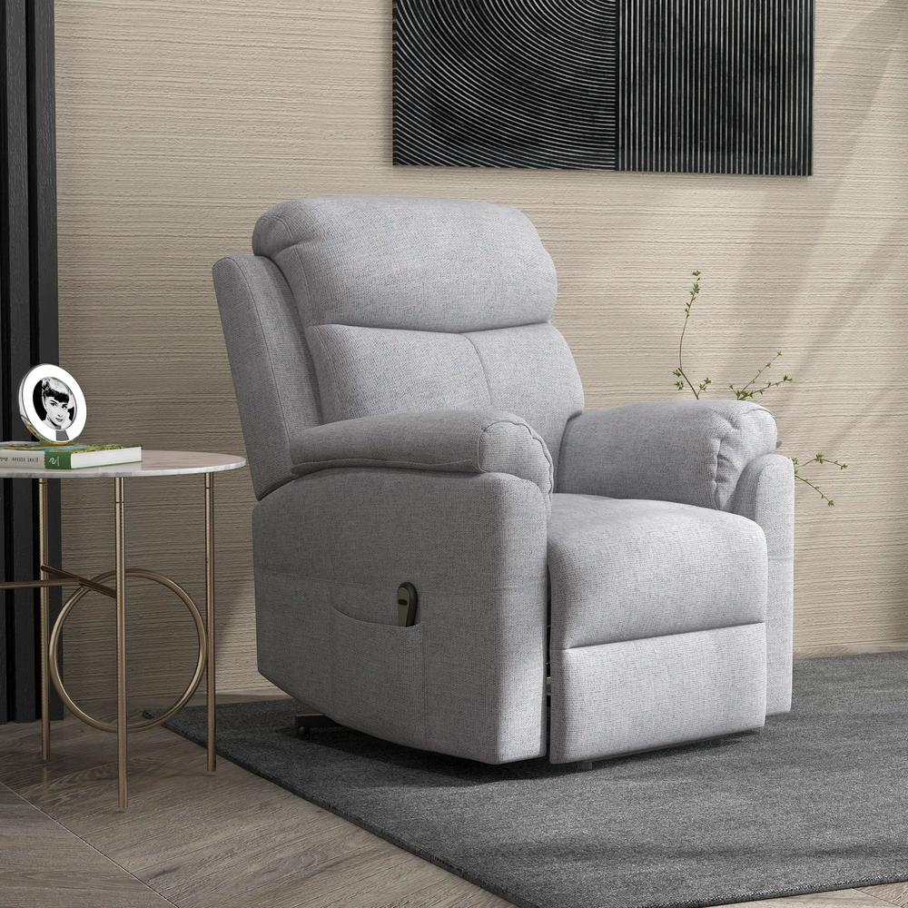 HOMCOM Power Lift Recliner Chair, Electric Lift Chair for Elderly, Overstuffed Linen Fabric Riser and Reclining Armchair with Remote Control, Side Pockets, for Living Room, Grey Additional View 11