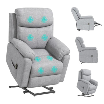 HOMCOM Power Lift Recliner Chair, Electric Lift Chair for Elderly, Overstuffed Linen Fabric Riser and Reclining Armchair with Remote Control, Side Pockets, for Living Room, Grey Additional View 12