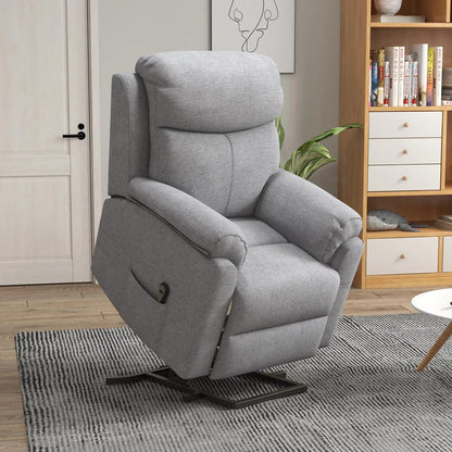 HOMCOM Power Lift Recliner Chair, Electric Lift Chair for Elderly, Overstuffed Linen Fabric Riser and Reclining Armchair with Remote Control, Side Pockets, for Living Room, Grey Additional View 2
