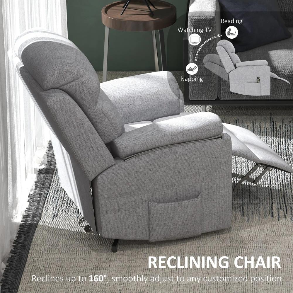 HOMCOM Power Lift Recliner Chair, Electric Lift Chair for Elderly, Overstuffed Linen Fabric Riser and Reclining Armchair with Remote Control, Side Pockets, for Living Room, Grey Additional View 6