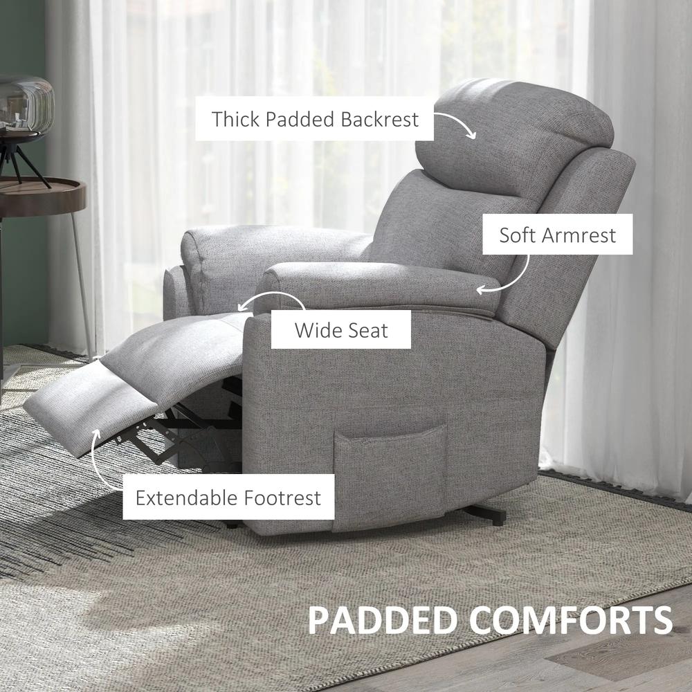 HOMCOM Power Lift Recliner Chair, Electric Lift Chair for Elderly, Overstuffed Linen Fabric Riser and Reclining Armchair with Remote Control, Side Pockets, for Living Room, Grey Additional View 8