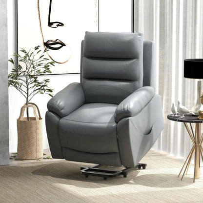 HOMCOM Electric Riser and Recliner for Elderly with 8 Vibration Massage, PU Leather Power Lift Recliner Chair for Living Room with Side Pockets, Footrest, Grey Additional View 11