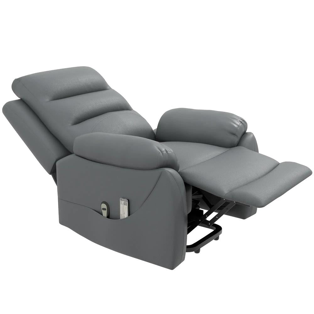 HOMCOM Electric Riser and Recliner for Elderly with 8 Vibration Massage, PU Leather Power Lift Recliner Chair for Living Room with Side Pockets, Footrest, Grey Additional View 13