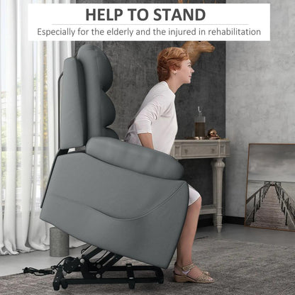 HOMCOM Electric Riser and Recliner for Elderly with 8 Vibration Massage, PU Leather Power Lift Recliner Chair for Living Room with Side Pockets, Footrest, Grey Additional View 4