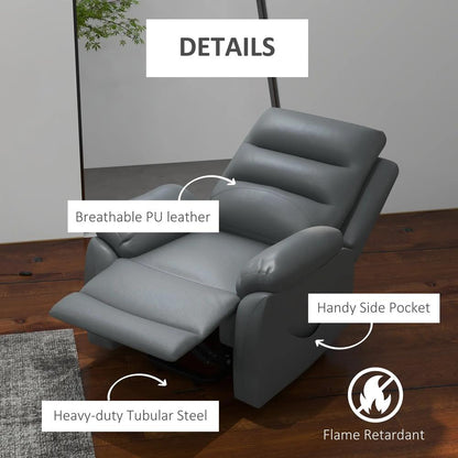 HOMCOM Electric Riser and Recliner for Elderly with 8 Vibration Massage, PU Leather Power Lift Recliner Chair for Living Room with Side Pockets, Footrest, Grey Additional View 8
