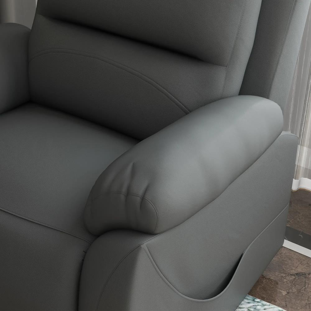 HOMCOM Electric Riser and Recliner for Elderly with 8 Vibration Massage, PU Leather Power Lift Recliner Chair for Living Room with Side Pockets, Footrest, Grey Additional View 9