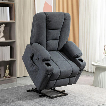 HOMCOM Electric Riser Recliner Armchair? Oversized Chair with Cup Holder & Side Pockets for Elderly in Living Room, Charcoal Grey Additional View 2
