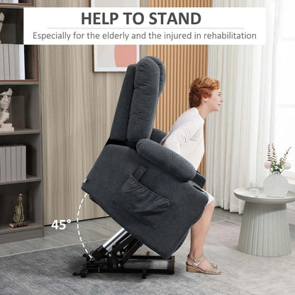 HOMCOM Electric Riser Recliner Armchair? Oversized Chair with Cup Holder & Side Pockets for Elderly in Living Room, Charcoal Grey Additional View 4