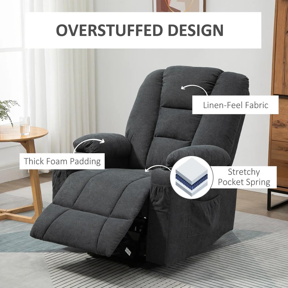 HOMCOM Electric Riser Recliner Armchair? Oversized Chair with Cup Holder & Side Pockets for Elderly in Living Room, Charcoal Grey Additional View 7