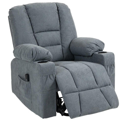 HOMCOM Oversized Riser and Recliner Chairs for the Elderly, Fabric Upholstered Lift Chair for Living Room with Remote Control, Side Pockets, Cup Holder, Grey Additional View 12