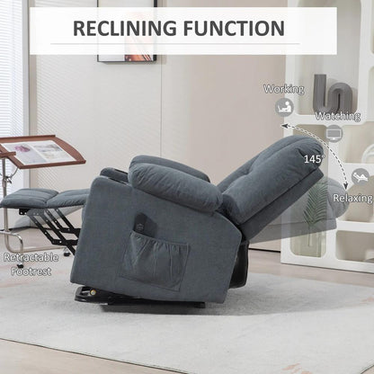 HOMCOM Oversized Riser and Recliner Chairs for the Elderly, Fabric Upholstered Lift Chair for Living Room with Remote Control, Side Pockets, Cup Holder, Grey Additional View 5