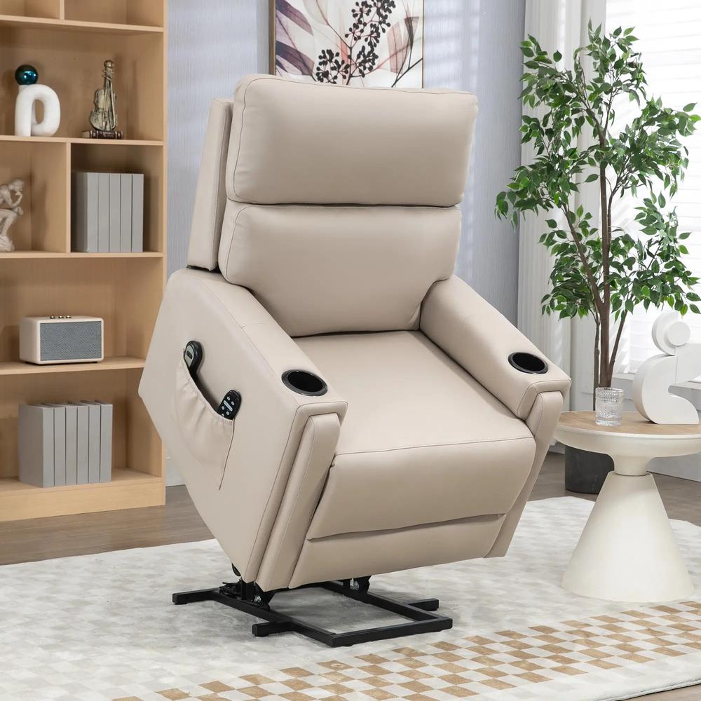 HOMCOM Electric Riser and Recliner Chair, with Massage and Heat - Beige Additional View 2