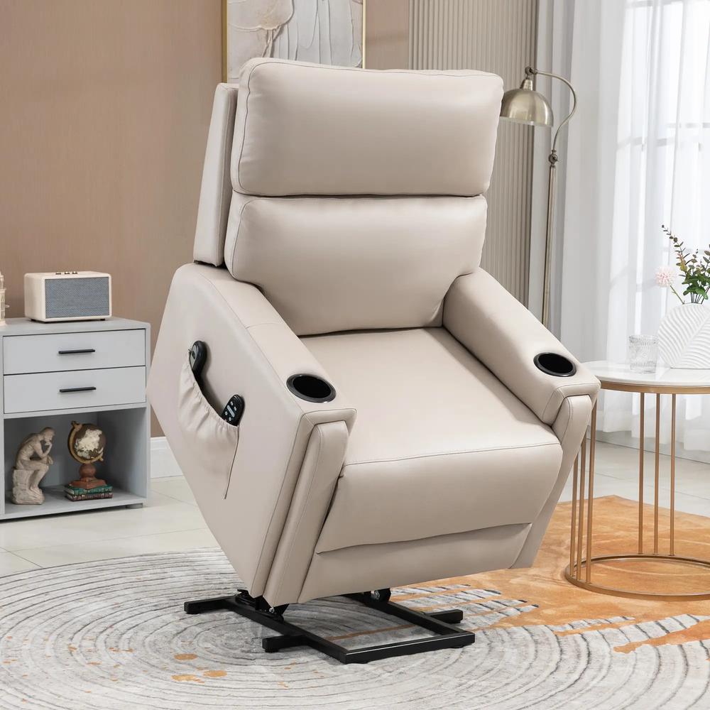 HOMCOM Electric Riser and Recliner Chair, with Massage and Heat - Beige Additional View 11