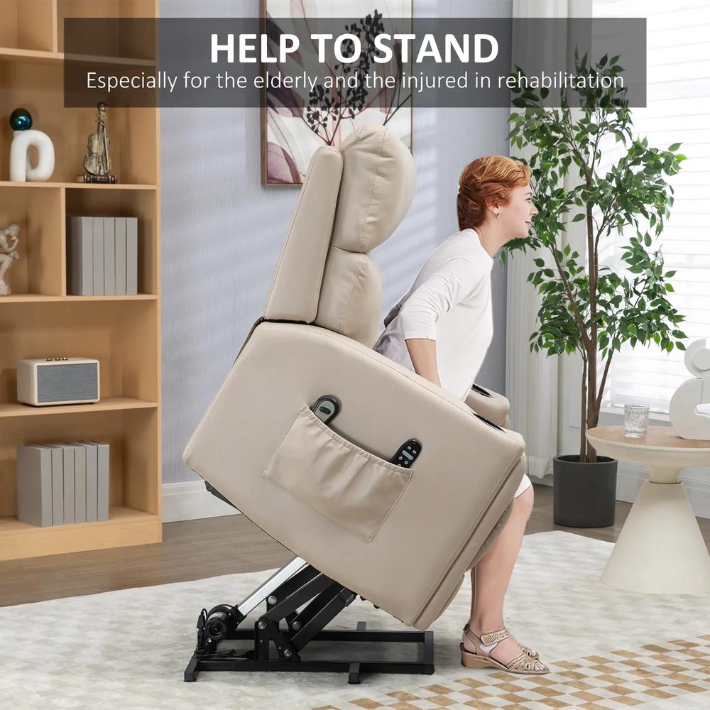 HOMCOM Electric Riser and Recliner Chair, with Massage and Heat - Beige Additional View 4