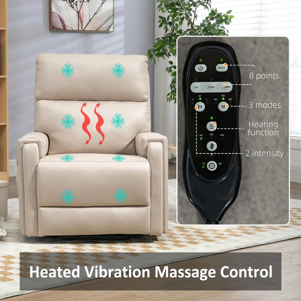 HOMCOM Electric Riser and Recliner Chair, with Massage and Heat - Beige Additional View 5