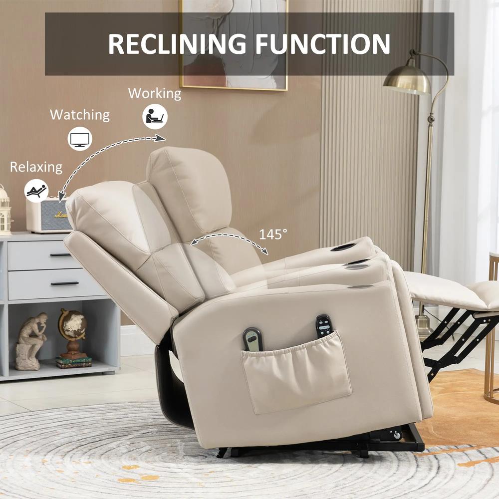 HOMCOM Electric Riser and Recliner Chair, with Massage and Heat - Beige Additional View 6