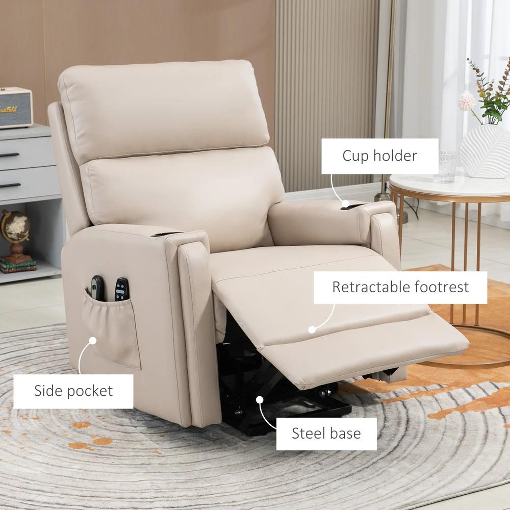 HOMCOM Electric Riser and Recliner Chair, with Massage and Heat - Beige Additional View 8