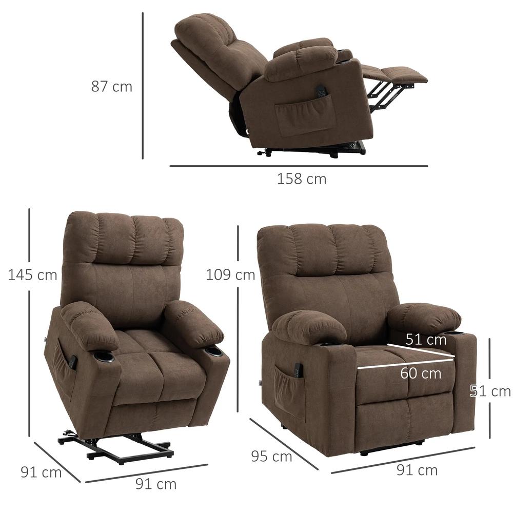 HOMCOM Electric Riser and Recliner Chair for Elderly, Power Lift Recliner Chair with Remote Control Additional View 3