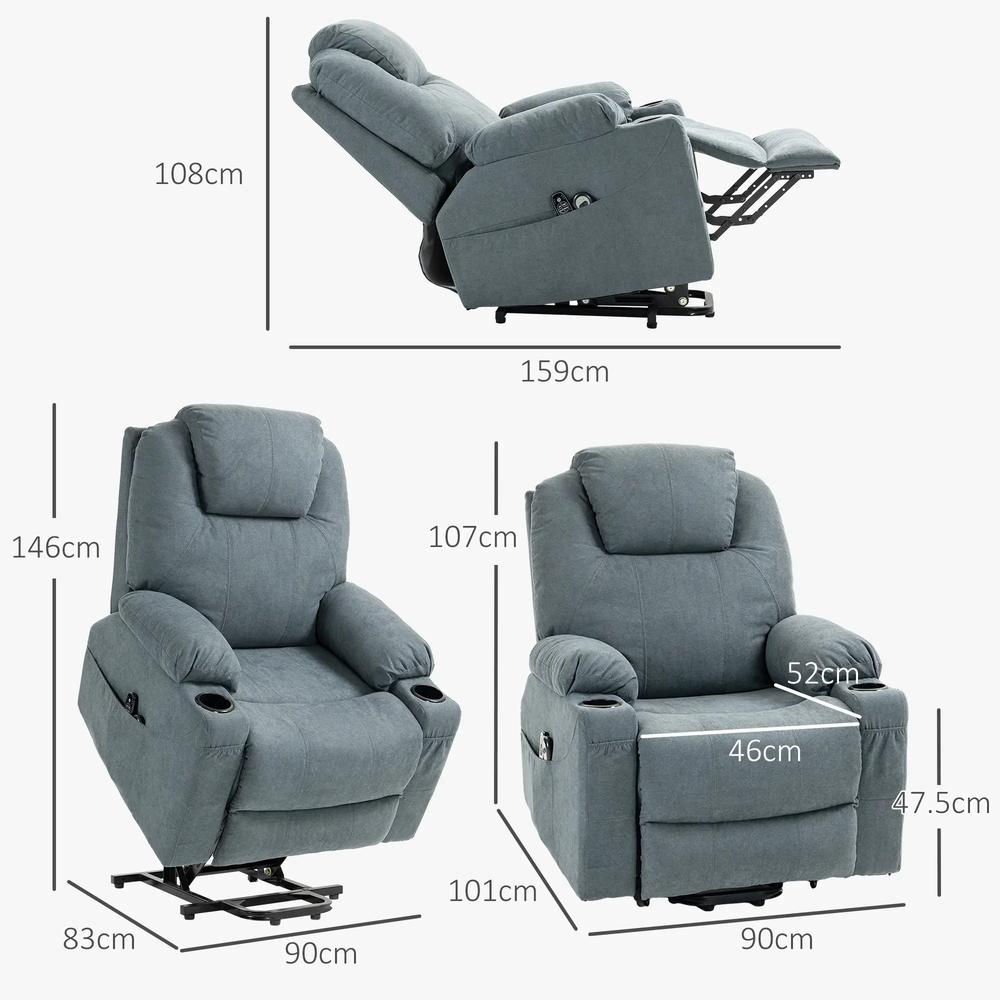 HOMCOM Power Lift Recliner Chair with Pocket Spring, Electric Lift Chair with Wide Backrest Additional View 14