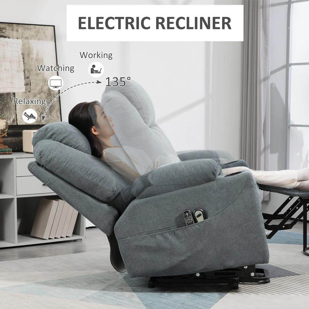 HOMCOM Power Lift Recliner Chair with Pocket Spring, Electric Lift Chair with Wide Backrest Additional View 16